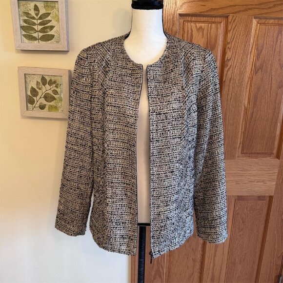 Coldwater Creek Women's Tweed Jacket Size 14 Multicolor Open Front - Picture 1 of 12